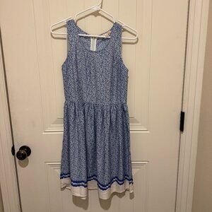 Skies Are Blue Blue and Cream Women's Dress - size Small
